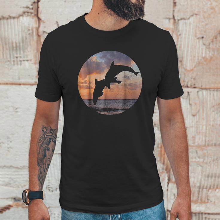 Jumping Sunset Dolphins Unisex T-Shirt Gifts for Him