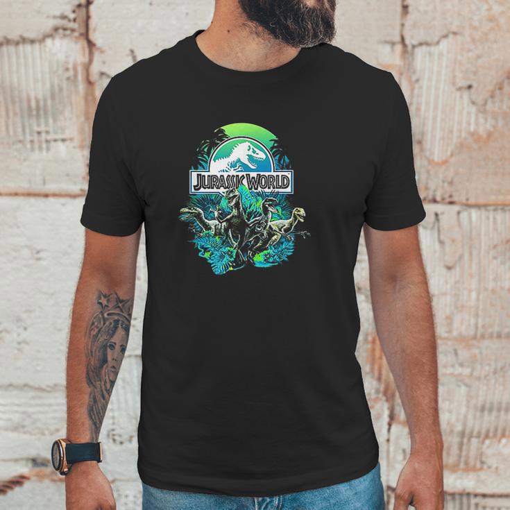 Jurassic World Blue Green Jungle Velociraptor Attack Unisex T-Shirt Gifts for Him