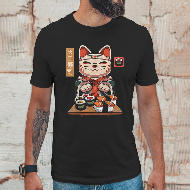 Kawaii Maneki Neko Sushi Bar Cute Sashimi Maki Roll Cat Unisex T-Shirt Gifts for Him