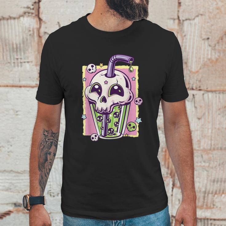 Kawaii Pastel Goth Creepy Skull Boba Bubble Tea Vaporwave Unisex T-Shirt Gifts for Him