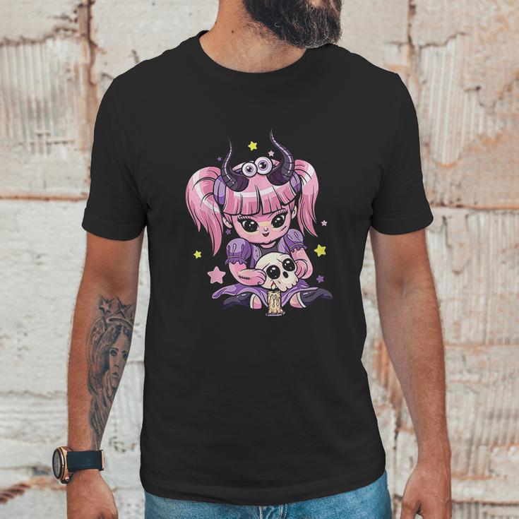 Kawaii Pastel Goth Cute Creepy Girl Skull Demon Evil Girl Unisex T-Shirt Gifts for Him