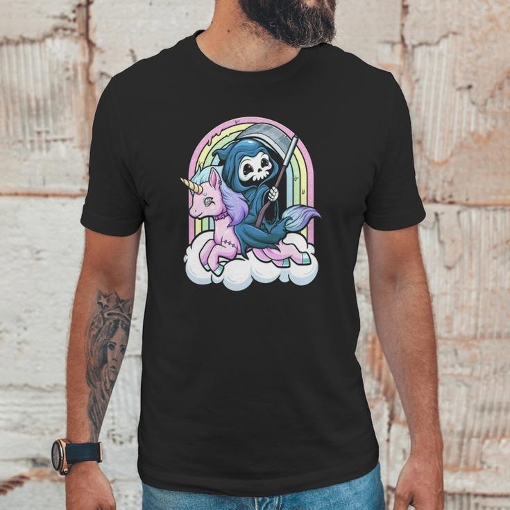 Kawaii Pastel Goth Cute Creepy Unicorn Grim Reaper Unisex T-Shirt Gifts for Him