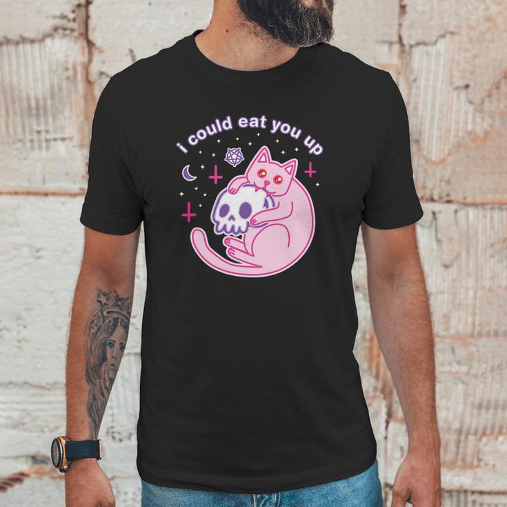 Kawaii Pastel Goth Witch Pink Devil Satan Cat Skull Moon Unisex T-Shirt Gifts for Him