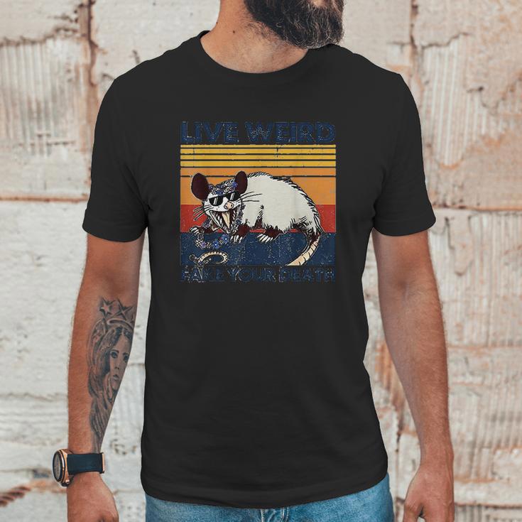 Live Weird Fake Your Death Opossum Ugly Cats Retro Vintage Unisex T-Shirt Gifts for Him