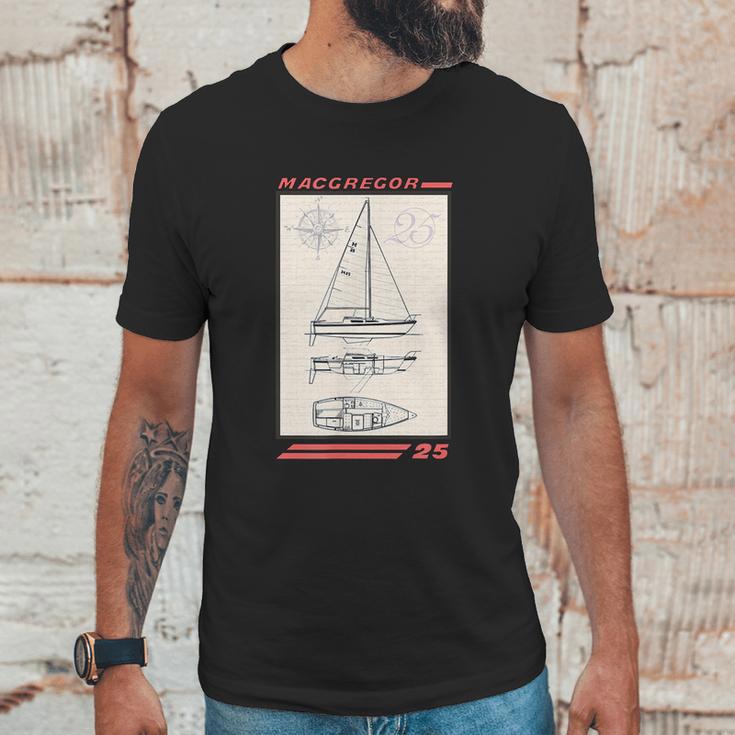 Macgregor 25 Sailboat Line Drawing Graphic Design Printed Casual Daily Basic Unisex T-Shirt Gifts for Him