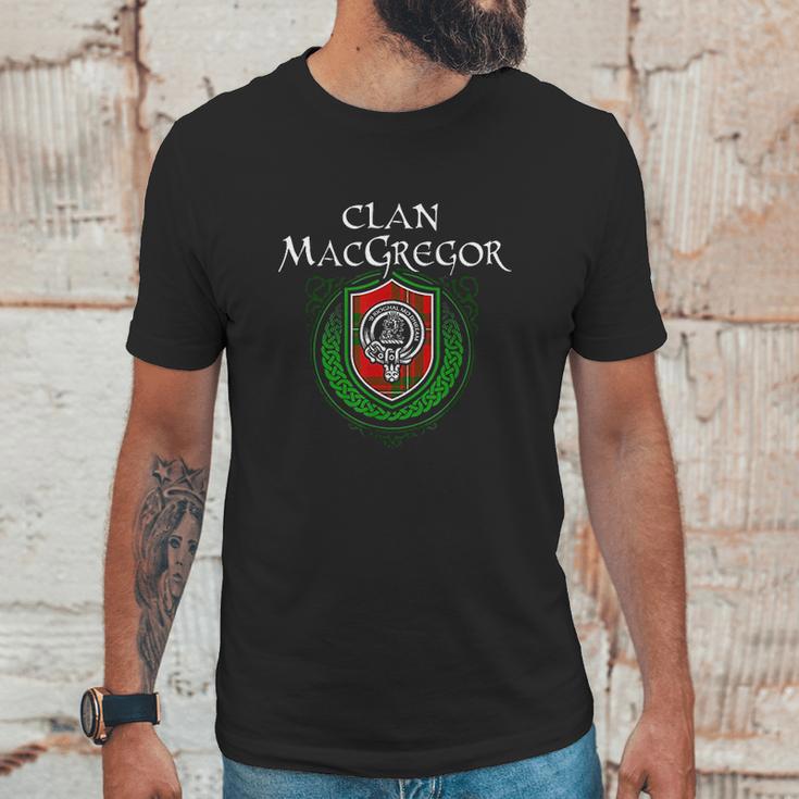 Macgregor Surname Scottish Clan Tartan Crest Badge Unisex T-Shirt Gifts for Him