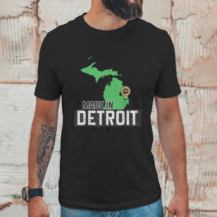 Made In Detroit Michigan State Map Motor City Area Graphic Design Printed Casual Daily Basic Unisex T-Shirt Gifts for Him