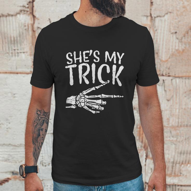 Mens Shes My Trick Matching Couple Halloween Costume Boyfriend Unisex T-Shirt Gifts for Him