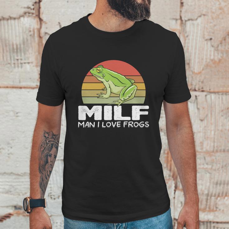 Milf Man I Love Frogs Funny Saying Frog Lovers Graphic Design Printed Casual Daily Basic Unisex T-Shirt Gifts for Him