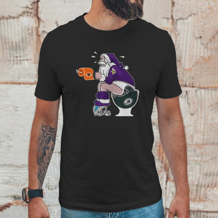 Minnesota Vikings Vs Detroit Lions Chicago Bears Green Bay Packers Santa Claus Shirt Unisex T-Shirt Gifts for Him