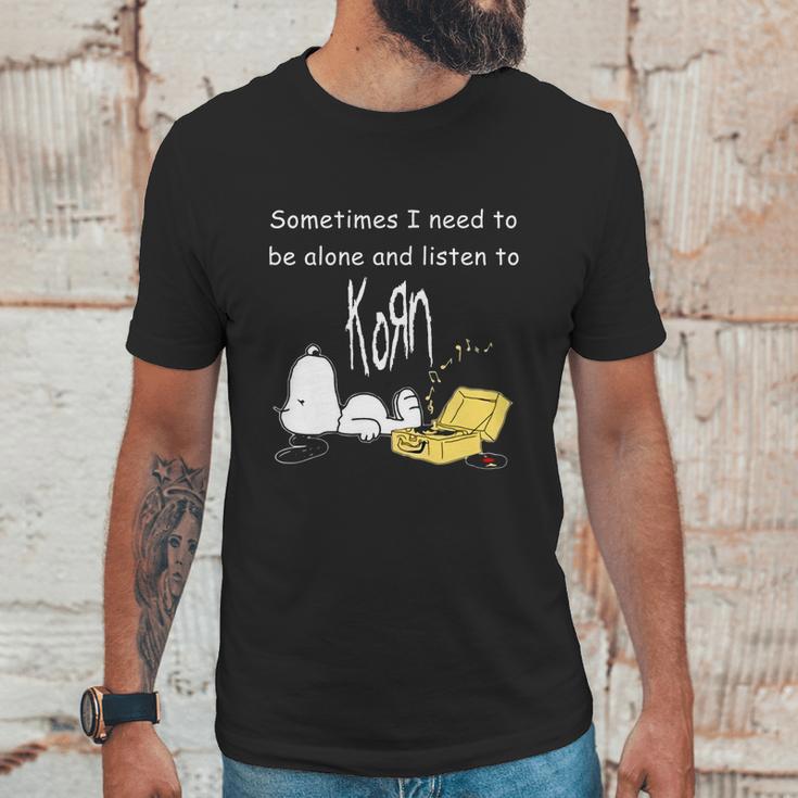 Official Sometimes I Need To Be Alone And Listen To Korn Snoopy Shirt Unisex T-Shirt Gifts for Him