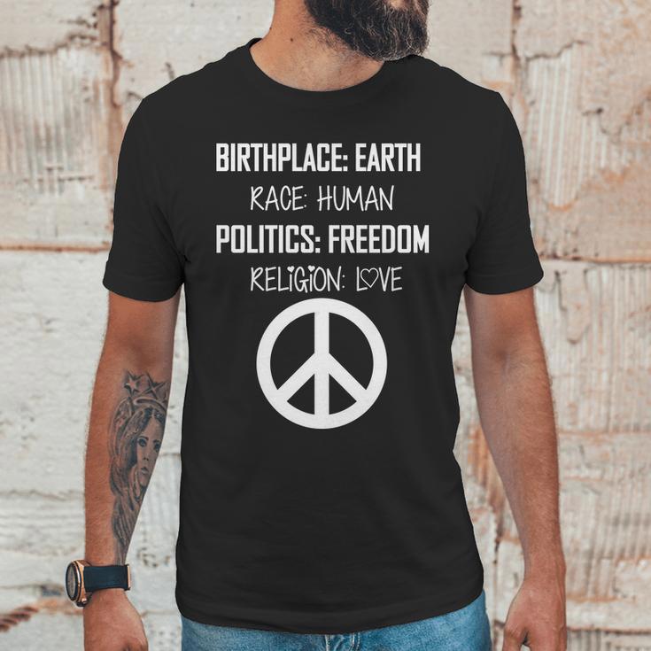 Peace Race Religion Politics Unisex T-Shirt Gifts for Him