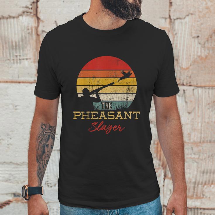 Pheasant Slayer Flying Bird Hunter Shooting Hunting Unisex T-Shirt Gifts for Him