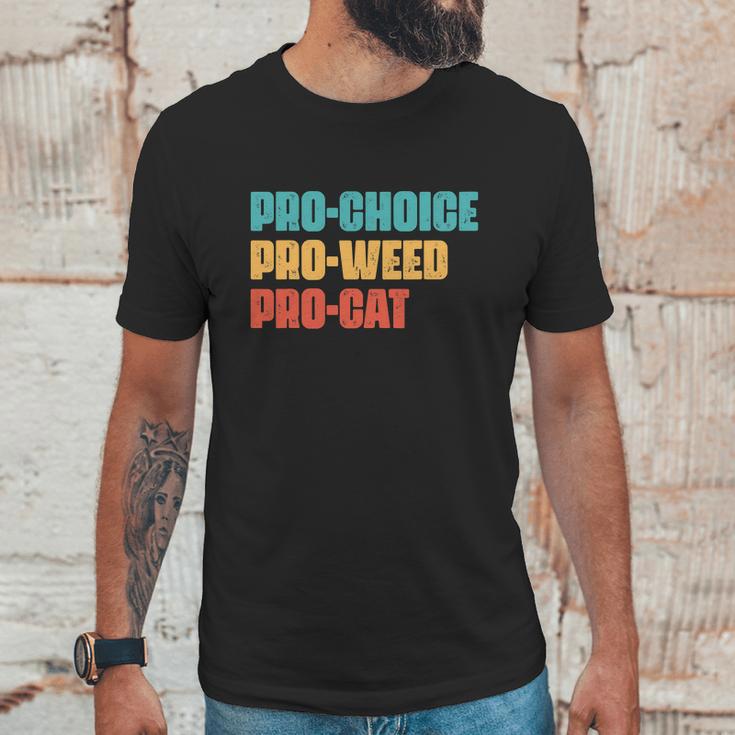 Pro Choice Pro Weed Pro Cat Retro Vintage Unisex T-Shirt Gifts for Him