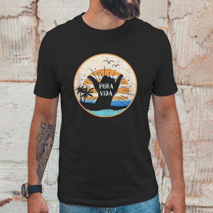 Pura Vida Costa Rica Shaka Sign Surfing Surfer Tropical Gift Unisex T-Shirt Gifts for Him