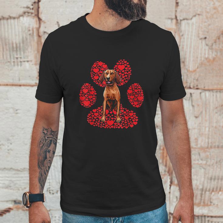 Redbone Coonhound Valentines Day Dog Love Paw Unisex T-Shirt Gifts for Him