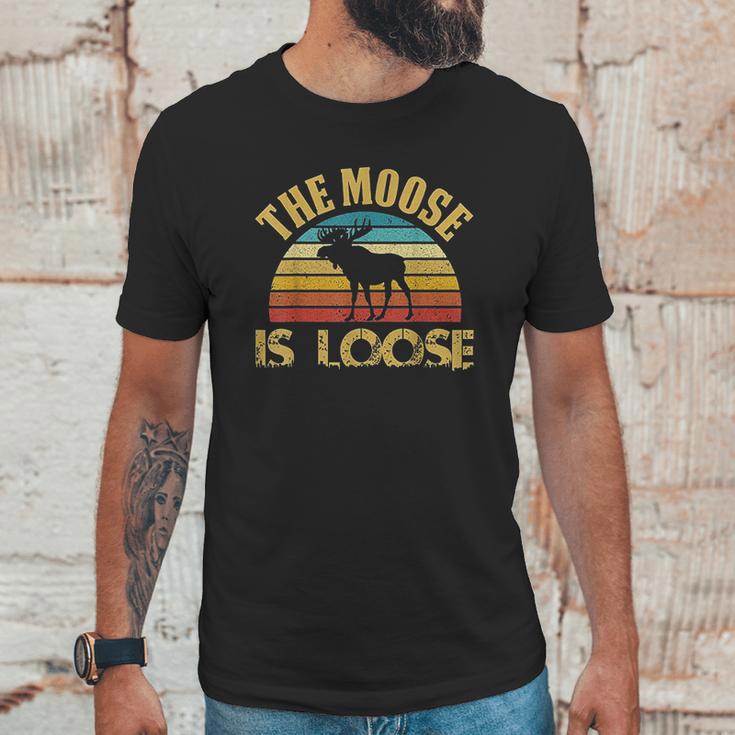 Retro Vintage Moose Is Loose Funny Moose Lover Unisex T-Shirt Gifts for Him