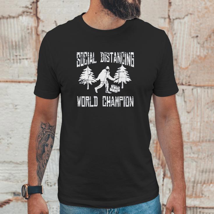 Sasquatch Social Distancing World Champion Bigfoot Unisex T-Shirt Gifts for Him