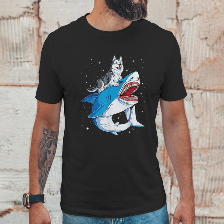 Siberian Husky Shark Jawsome Dog Lover Gifts Space Galaxy Unisex T-Shirt Gifts for Him