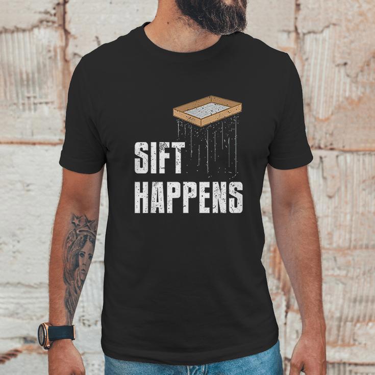 Sift Happens Archaeology Funny Archaeologist Pyramid Dig Unisex T-Shirt Gifts for Him