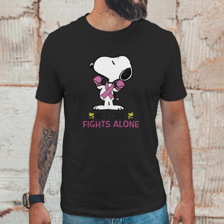 Snoopy No One Fights Alone Breast Cancer Awareness Shirt Unisex T-Shirt Gifts for Him