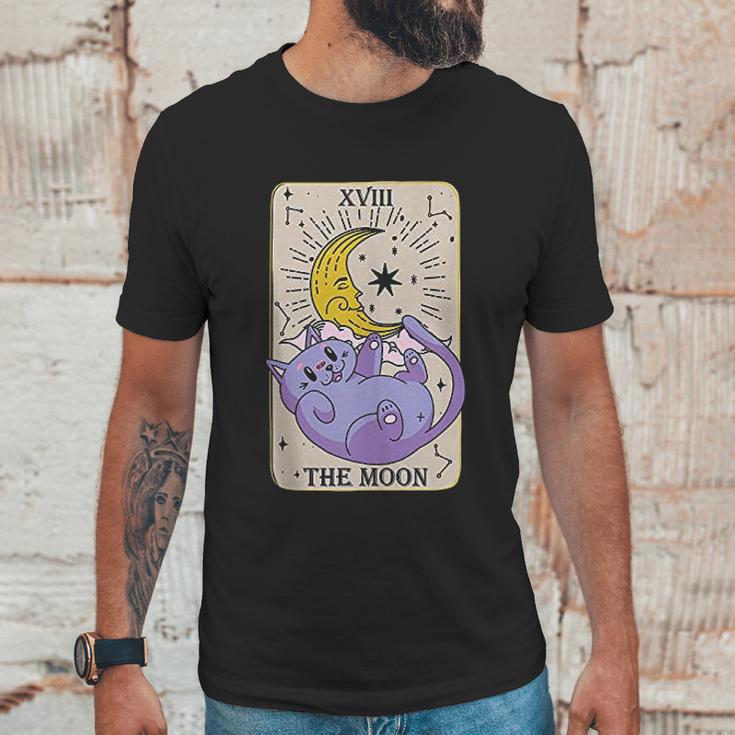 Tarot Card The Moon Xviii Kawaii Goth Pastel Cat Mystical Unisex T-Shirt Gifts for Him