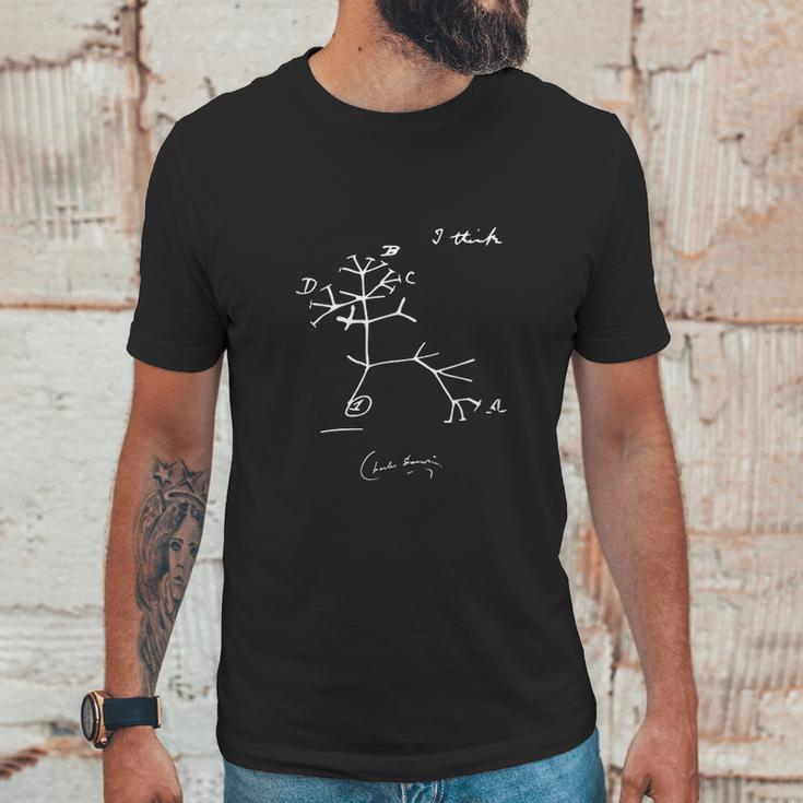 Tree Of Life I Think Charles Darwin Evolutionary Sketch Unisex T-Shirt Gifts for Him