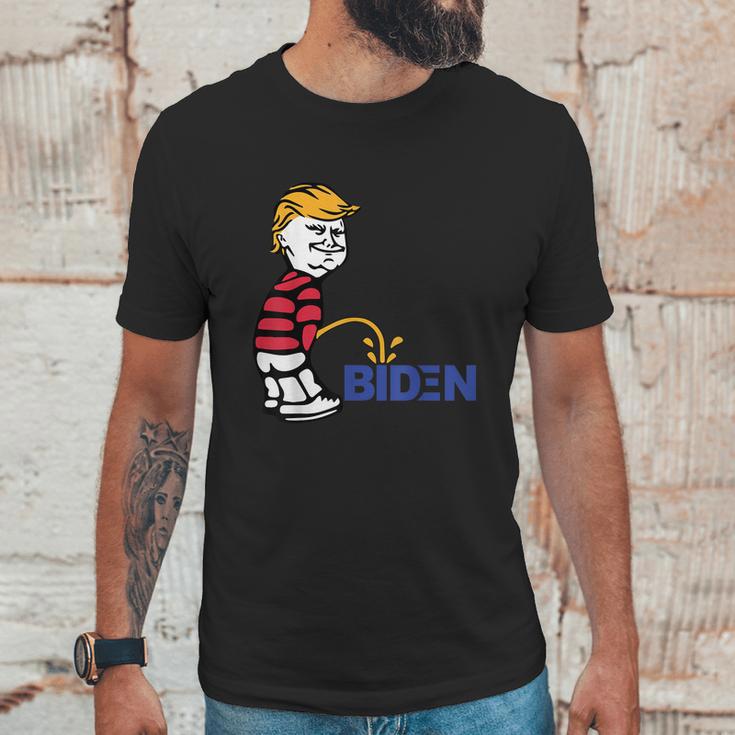 Trump 2021 Peeing Pissing Pee On Biden Anti Biden Unisex T-Shirt Gifts for Him