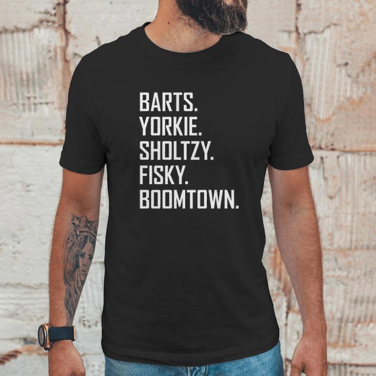 Ugp Campus Apparel Barts Yorkie Sholtzy Fisky Boomtown Funny Hockey Unisex T-Shirt Gifts for Him