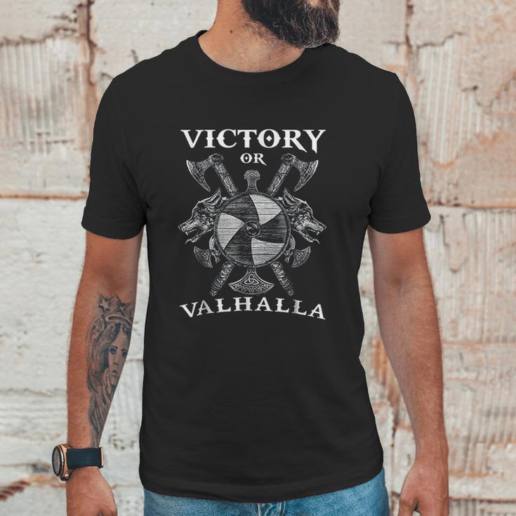 Vikings Rise Victory Or Valhalla Unisex T-Shirt Gifts for Him