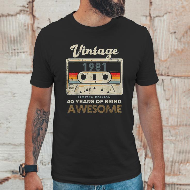 Vintage 1981 Cassette Tape 40 Awesome 40Th Birthday Gift Unisex T-Shirt Gifts for Him