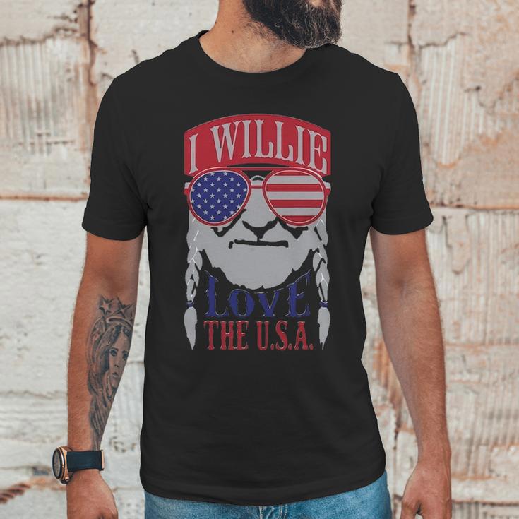 I Willie Love The Usa 4Th Of July Willie Nelson America Usa Independence Day Proud American Unisex T-Shirt Gifts for Him