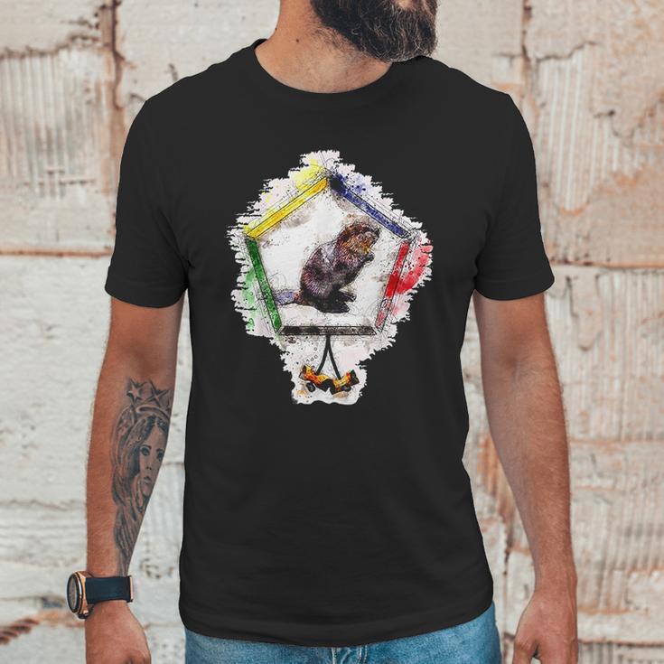 Wood Badge Critter Beaver Watercolor Sketch Print Unisex T-Shirt Gifts for Him