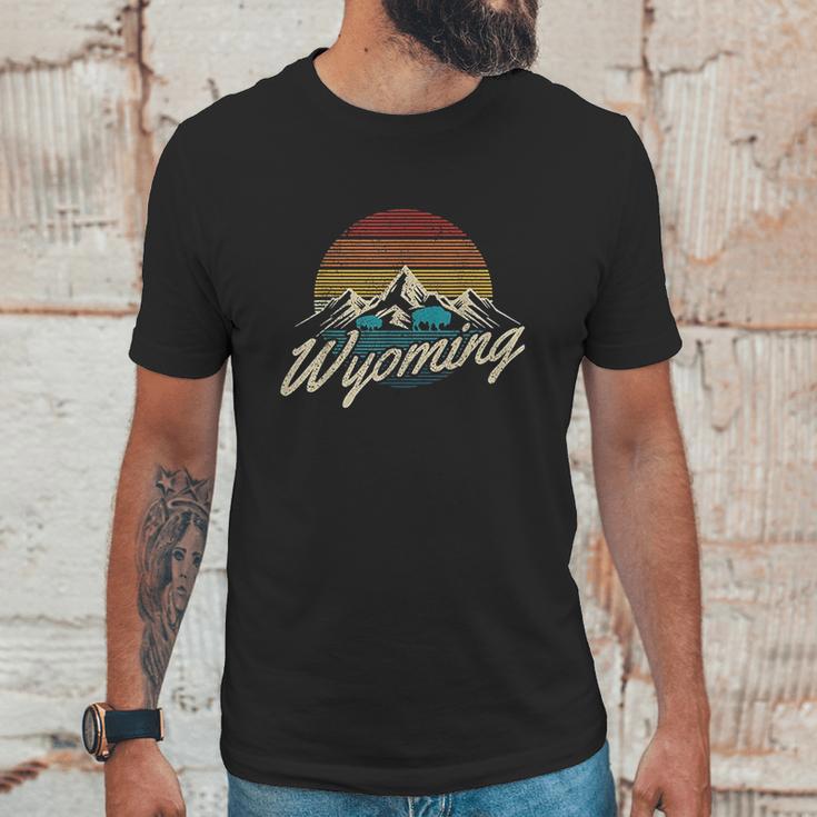 Wyoming Vintage Mountains Bison American Buffalo Unisex T-Shirt Gifts for Him