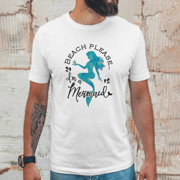 Aqua Blue Watercolor Beach Please Im A Mermaid Unisex T-Shirt Gifts for Him