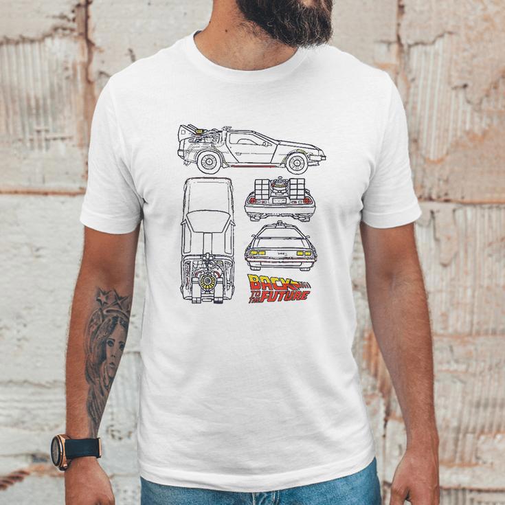 Back To The Future Delorean Blueprint Unisex T-Shirt Gifts for Him