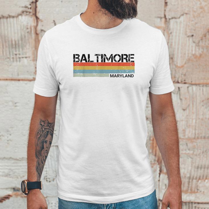 Baltimore Maryland Retro Vintage 80 Stripes Unisex T-Shirt Gifts for Him