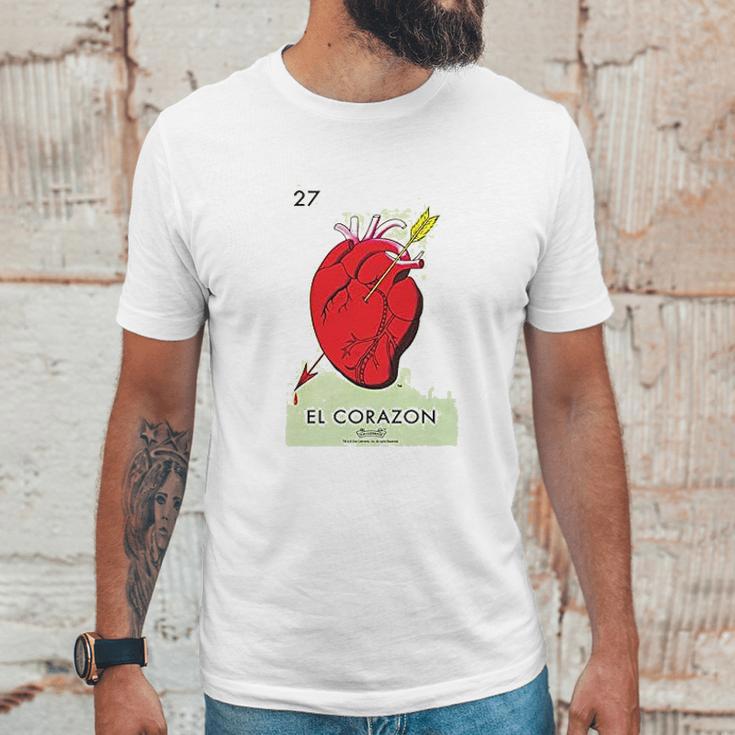 El Corazon Heart Loteria Card Mexican Bingo Unisex T-Shirt Gifts for Him