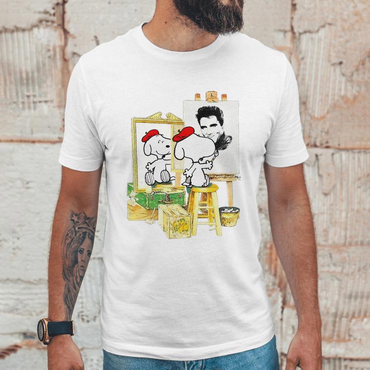 Funny Snoopys Painting The Picture - Elvis Presley Unisex T-Shirt Gifts for Him