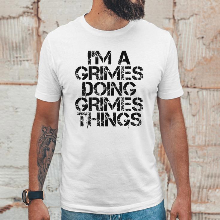 Grimes Funny Surname Family Tree Birthday Reunion Gift Idea Unisex T-Shirt Gifts for Him