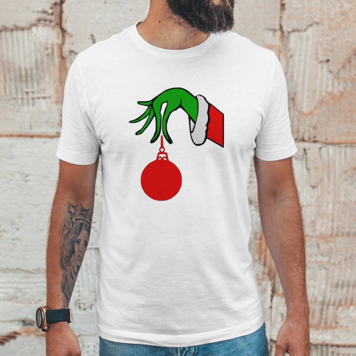 Grinch Arm Holding Ornament T-Shirt Unisex T-Shirt Gifts for Him