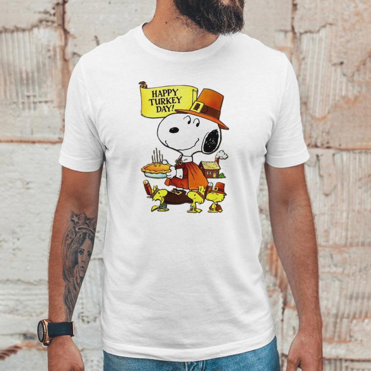 Happy Turkey Day Snoopy And Woodstock Thanksgiving Day Shirt Unisex T-Shirt Gifts for Him