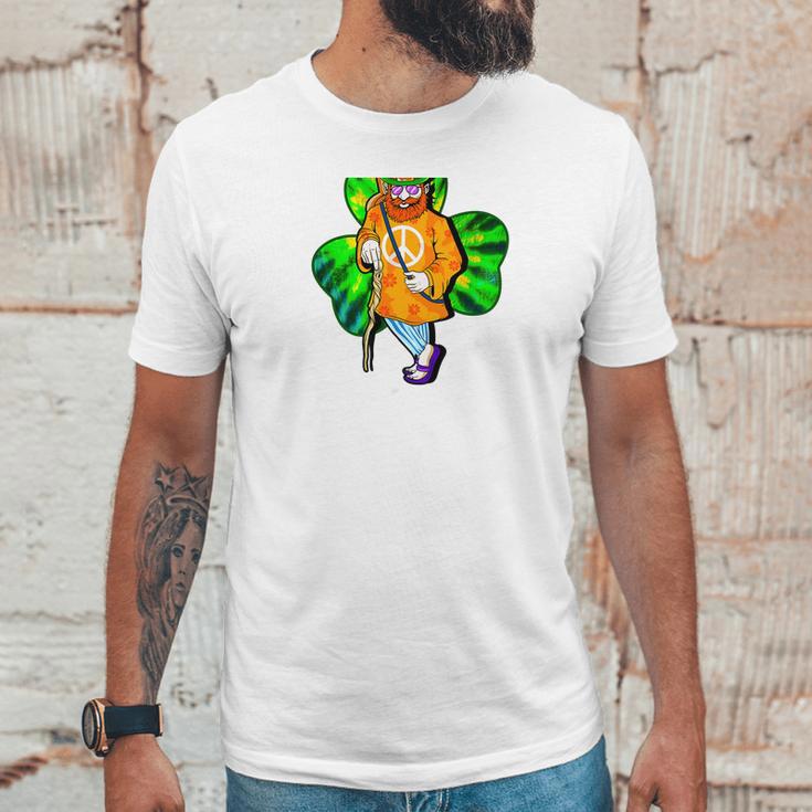 Irish Hippie Leprechaun Peace Shillelagh Guitar Beard Unisex T-Shirt Gifts for Him