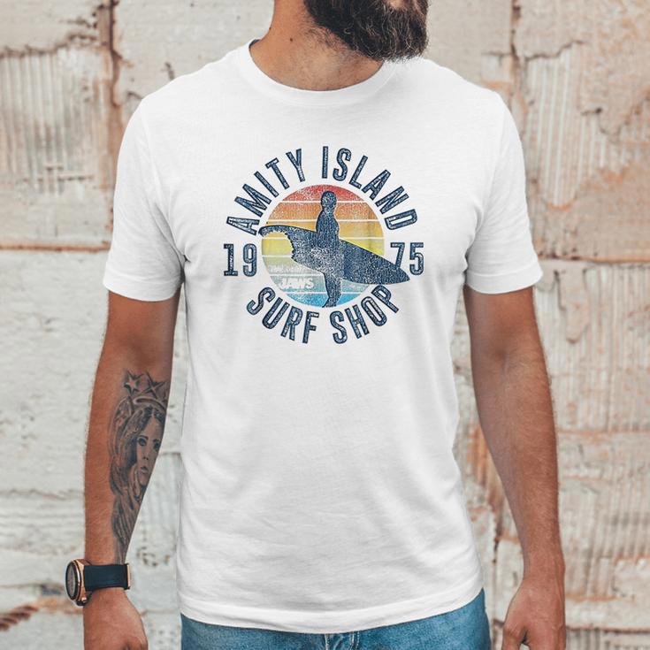 Jaws Amity Island Surf Board Graphic Unisex T-Shirt Gifts for Him