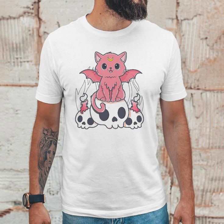 Kawaii Pastel Goth Cute Creepy Demon Cat And Skull Anime Art Unisex T-Shirt Gifts for Him