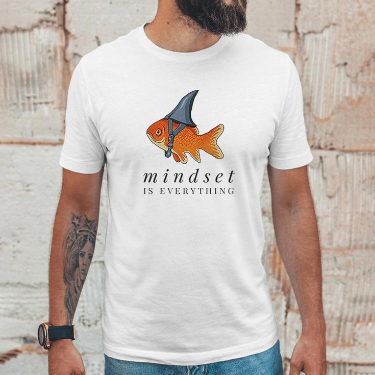 Mindset Motivational Quote Cute Goldfish Shark Unisex T-Shirt Gifts for Him