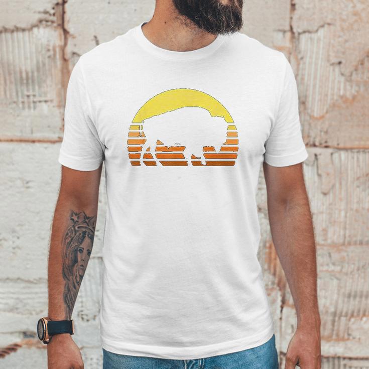 Native American Bison Buffalo Bull Western Indian Retro Sun Unisex T-Shirt Gifts for Him