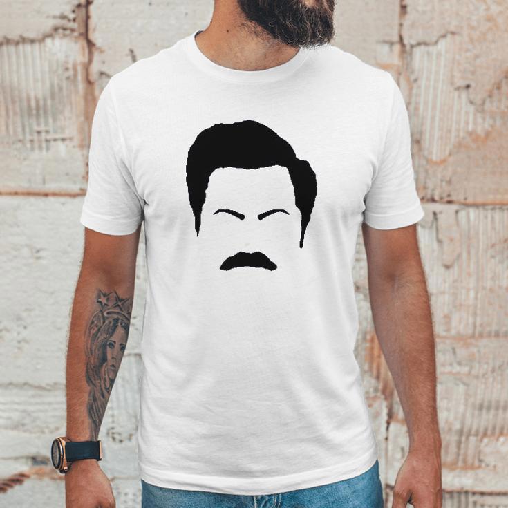 Parks And Rec Fans Ron Swanson Mustache Face Silhouette Unisex T-Shirt Gifts for Him