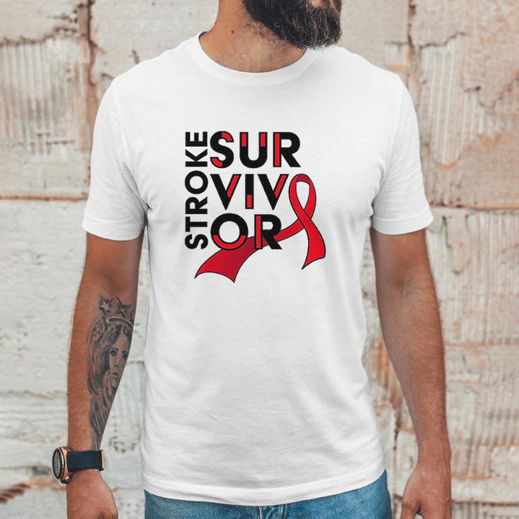 Stroke Survivor Red Ribbon Awareness Unisex T-Shirt Gifts for Him