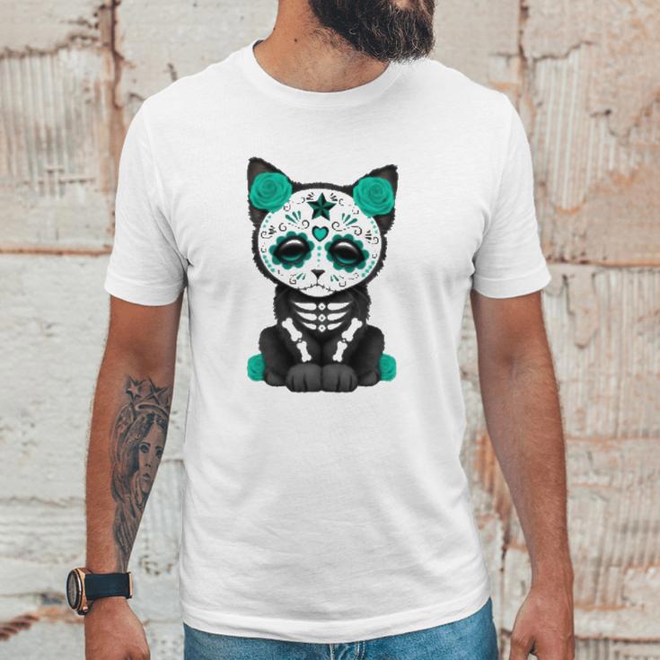 Sugar Skull Cat Day Of The Dead Cat Unisex T-Shirt Gifts for Him